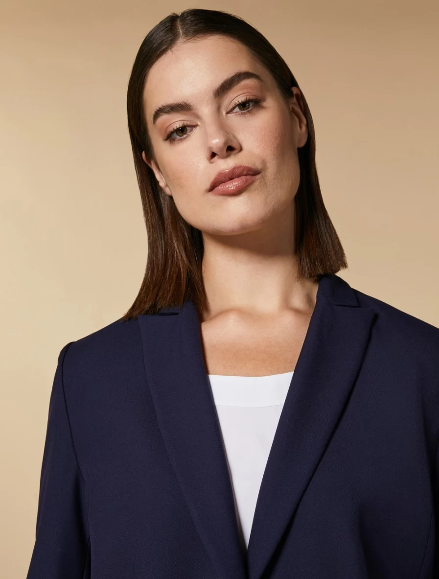 Marina Rinaldi Women's Dark Navy Viscose-Blend Blazer Jacket for Elegant Office Wear
