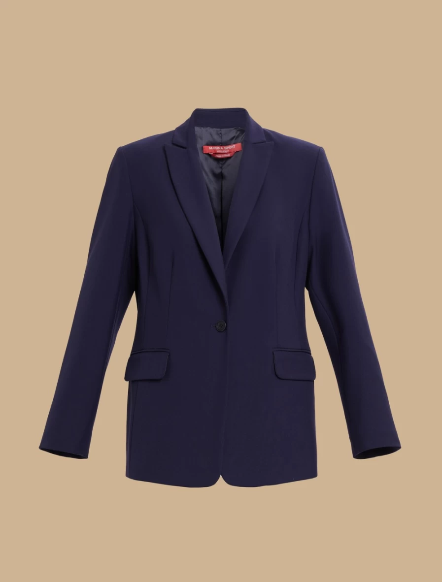 Marina Rinaldi Women's Dark Navy Viscose-Blend Blazer Jacket for Elegant Office Wear