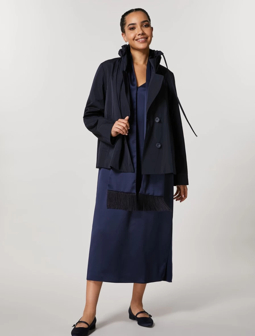 Marina Rinaldi Women's Dark Navy Silk Satin Stole Scarf Wrap Shawl