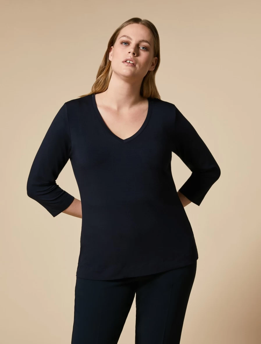 "Marina Rinaldi Women's Dark Navy Jersey T-Shirt – Premium Comfort & Style"