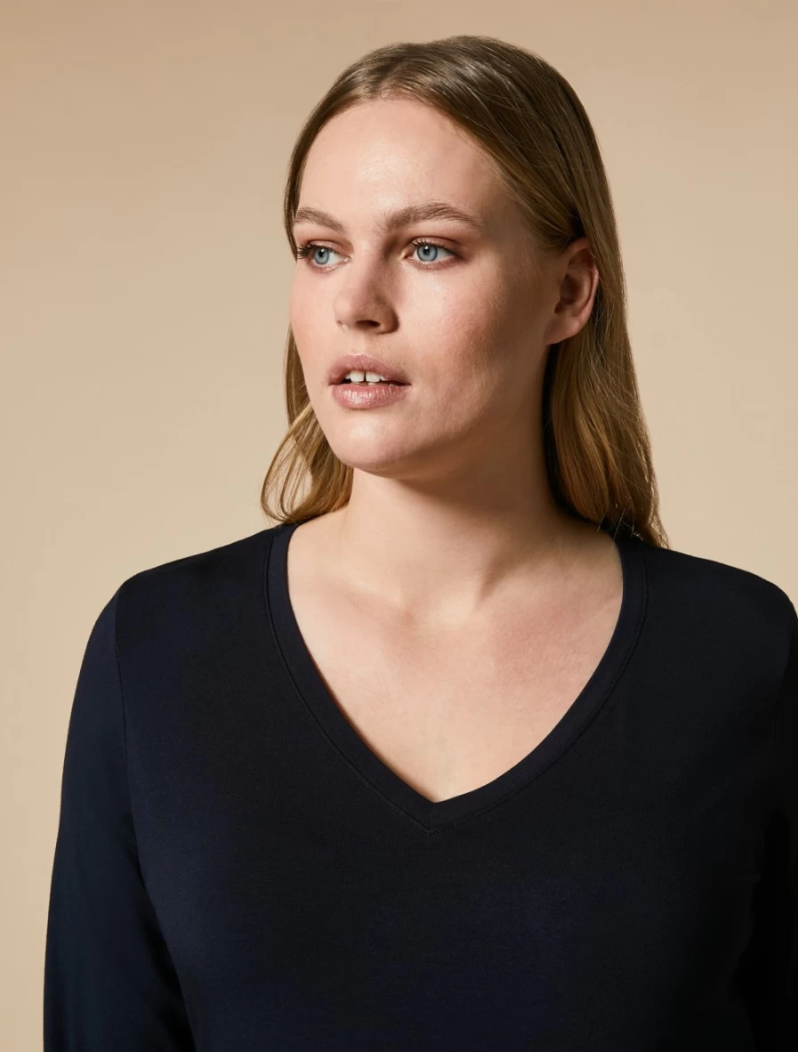"Marina Rinaldi Women's Dark Navy Jersey T-Shirt – Premium Comfort & Style"