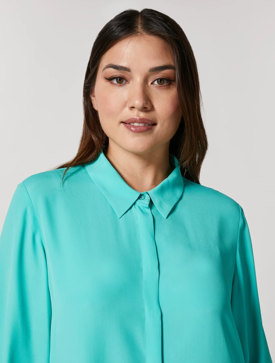 "Marina Rinaldi Women's Green Silk-Blend Shirt – Elegant & Comfortable Top"