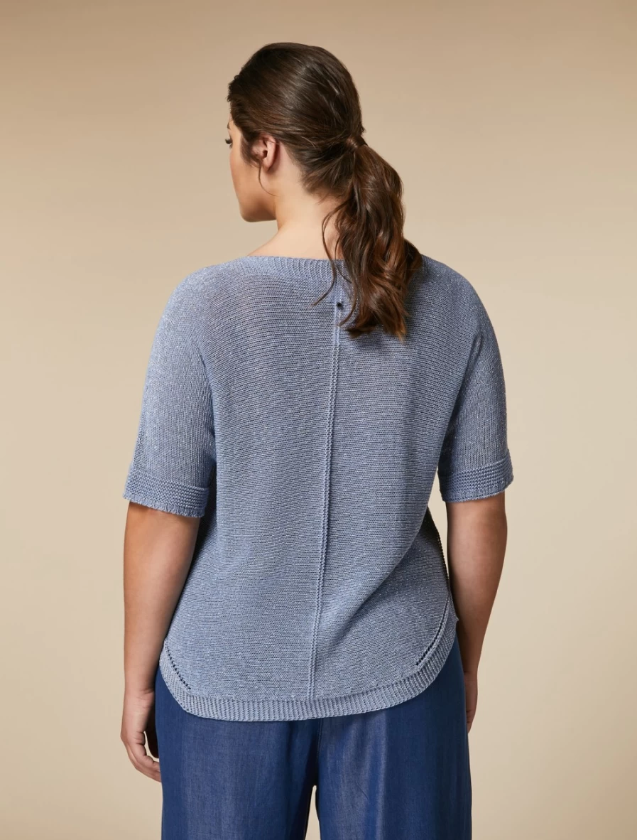 "Marina Rinaldi Women's Ski Blue Lurex Cotton Sweater"