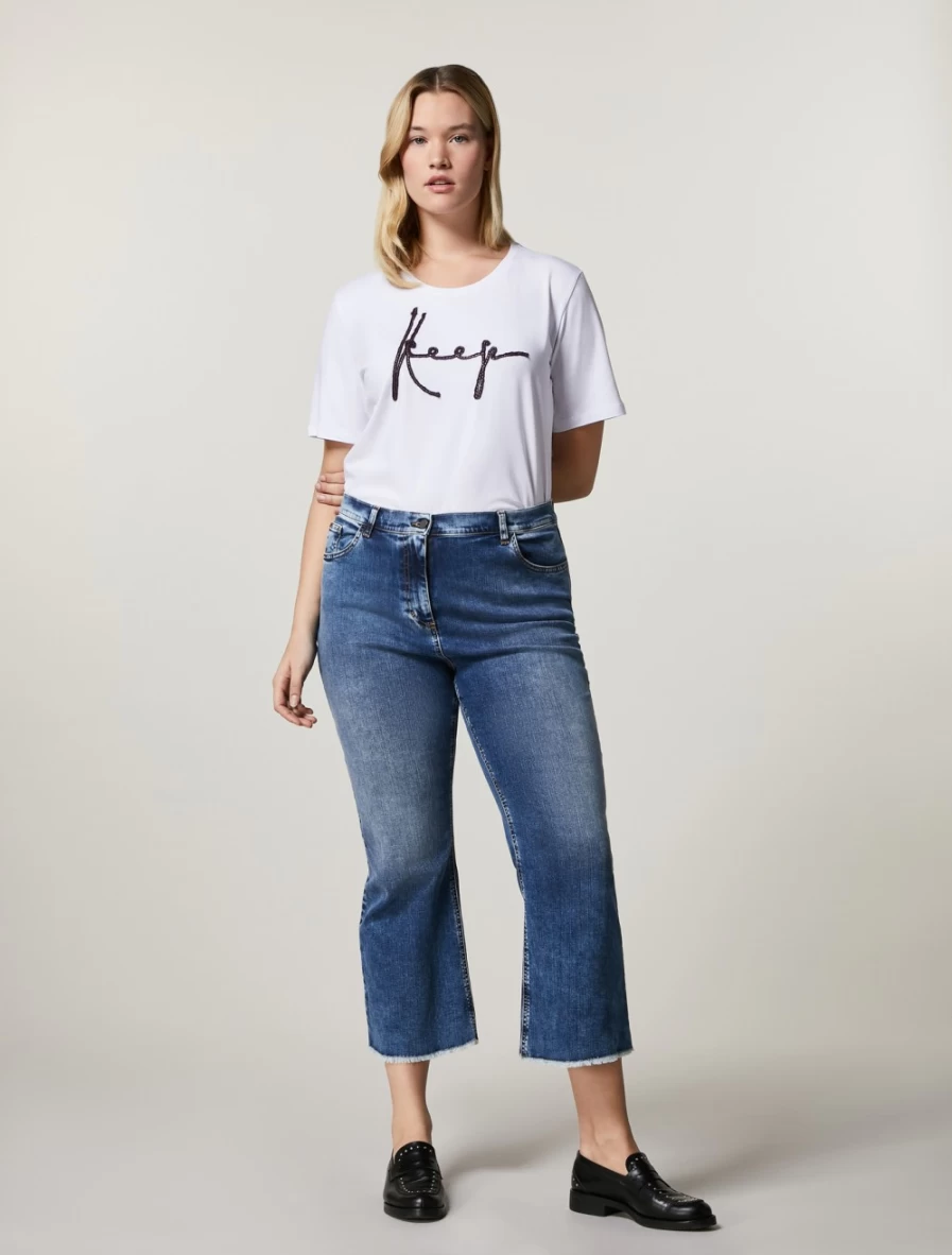 "Marina Rinaldi Women's Ski Blue Stretch Denim Trousers"