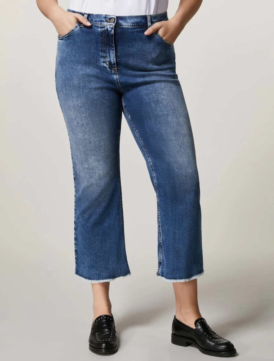 "Marina Rinaldi Women's Ski Blue Stretch Denim Trousers"