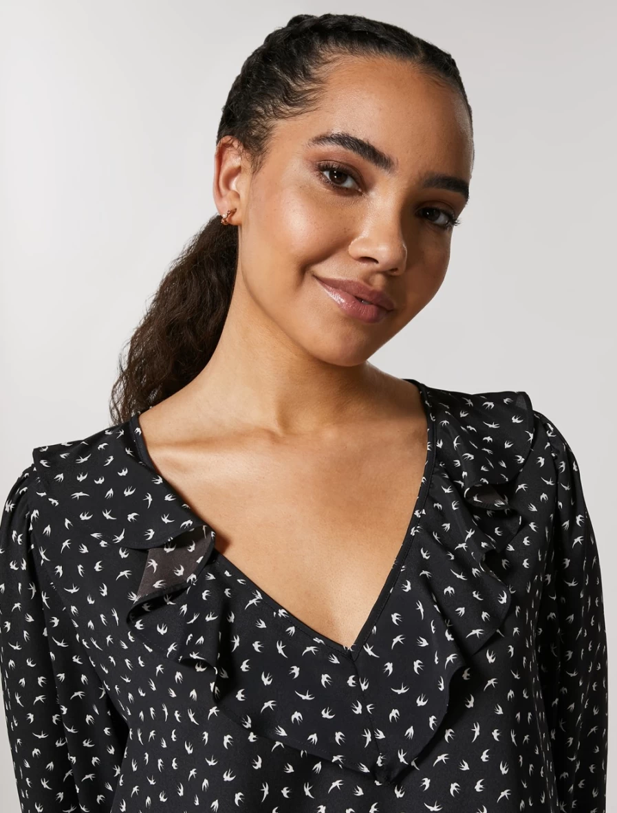 Marina Rinaldi Women's Black Crepe De Chine Tunic Top