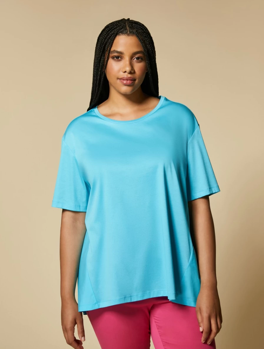 "Marina Rinaldi Women's Ski Blue Jersey & Poplin T-Shirt"