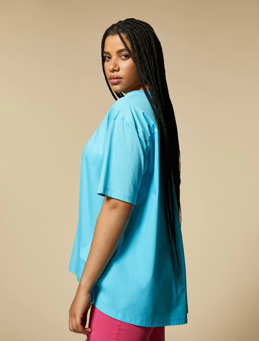 "Marina Rinaldi Women's Ski Blue Jersey & Poplin T-Shirt"