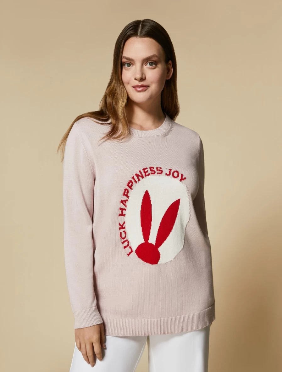 "Marina Rinaldi Women's Lilac Jacquard-Knit Cotton Sweater"