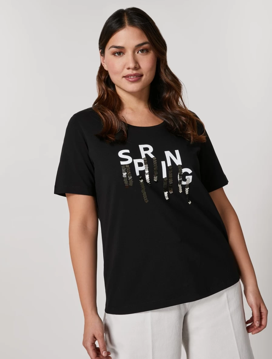 Marina Rinaldi Women's Black Stretch Cotton T-Shirt - Soft Comfort Fit Tee