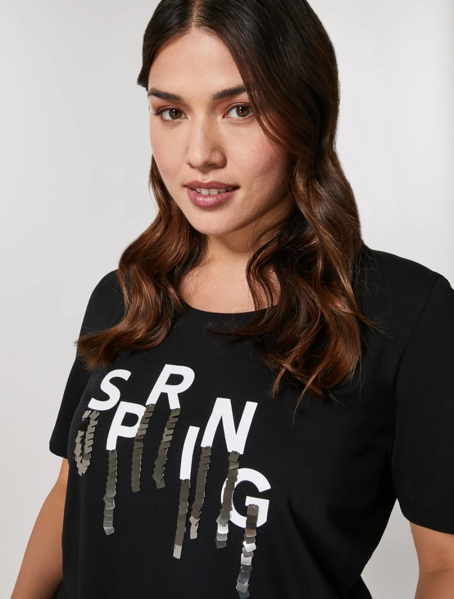 Marina Rinaldi Women's Black Stretch Cotton T-Shirt - Soft Comfort Fit Tee