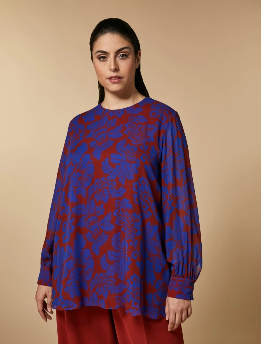 Marina Rinaldi Women's Rust Printed Georgette Tunic Top