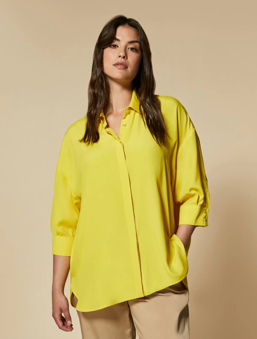"Marina Rinaldi Women's Yellow Silk-Blend Shirt"