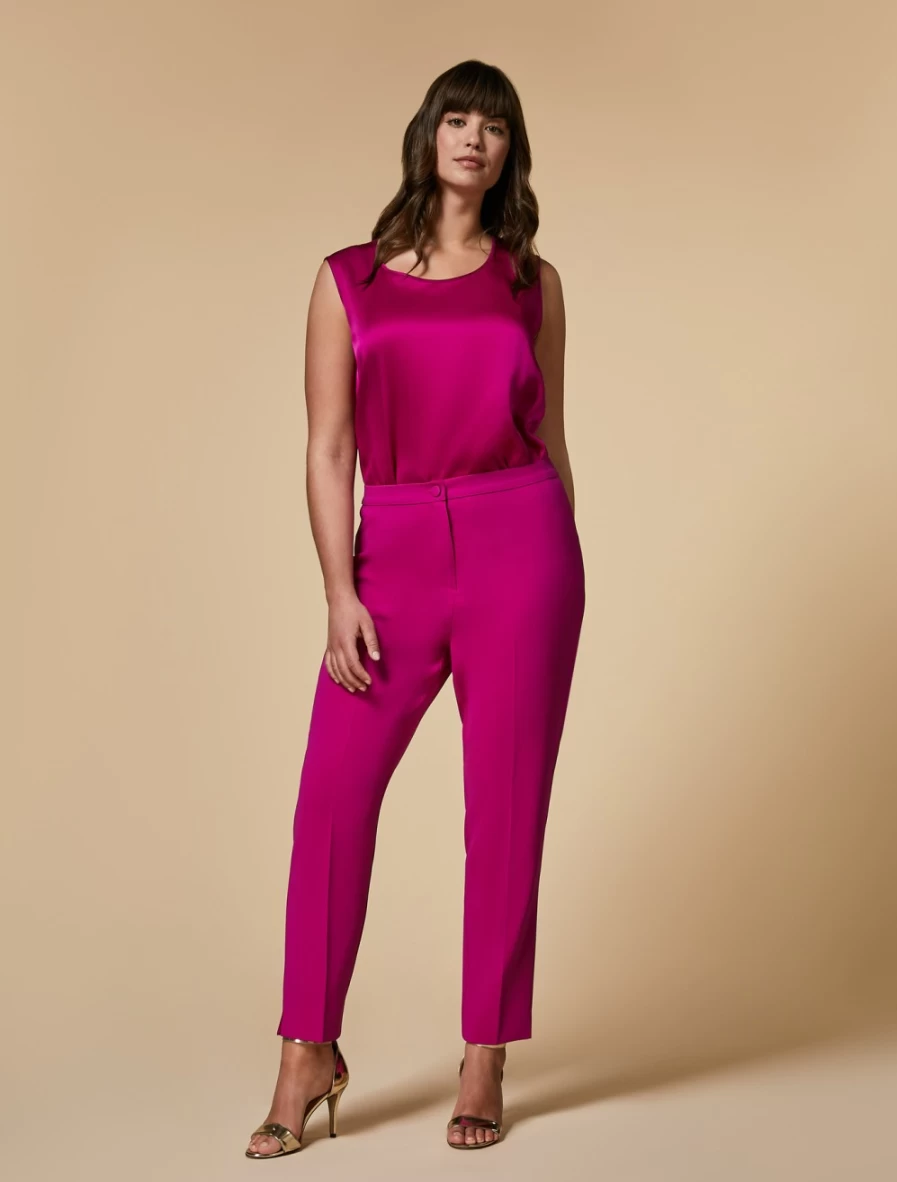 "Marina Rinaldi Women's Fuchsia Triacetate Comfort Trousers"