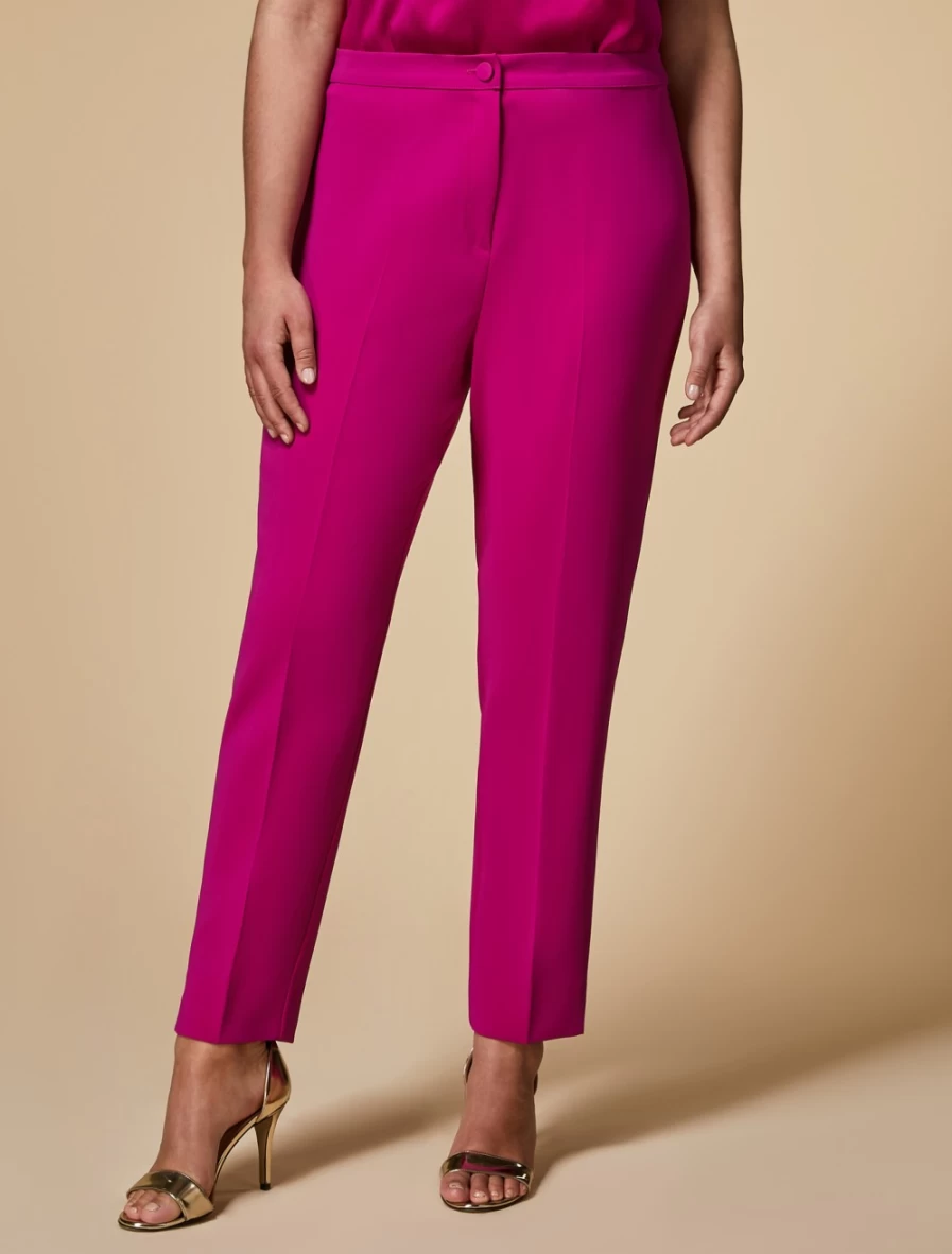 "Marina Rinaldi Women's Fuchsia Triacetate Comfort Trousers"