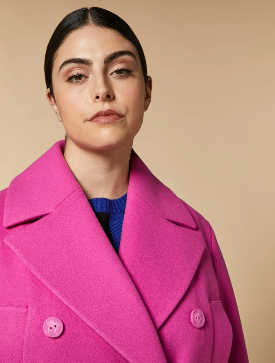 Marina Rinaldi Women's Fuchsia Jersey Cloth Pea Coat