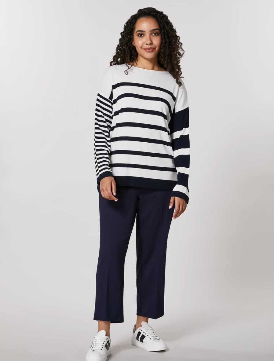 Marina Rinaldi Women's Dark Navy Jersey Trousers - Comfortable Stretch Fit Casual Pants
