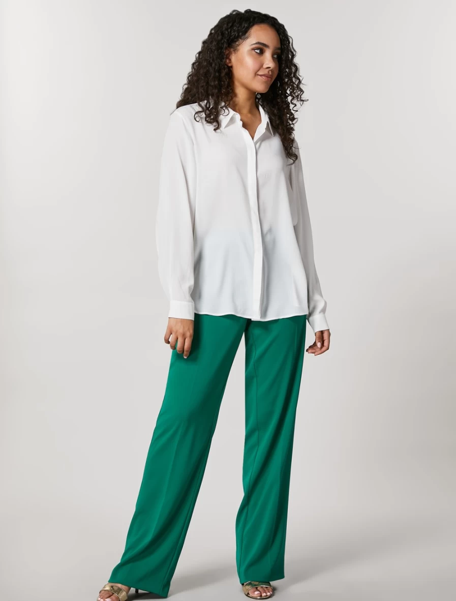 Marina Rinaldi Women's Dark Green Fluid Stretch Fabric Trousers | Comfortable & Stylish