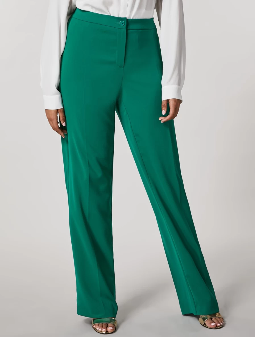 Marina Rinaldi Women's Dark Green Fluid Stretch Fabric Trousers | Comfortable & Stylish