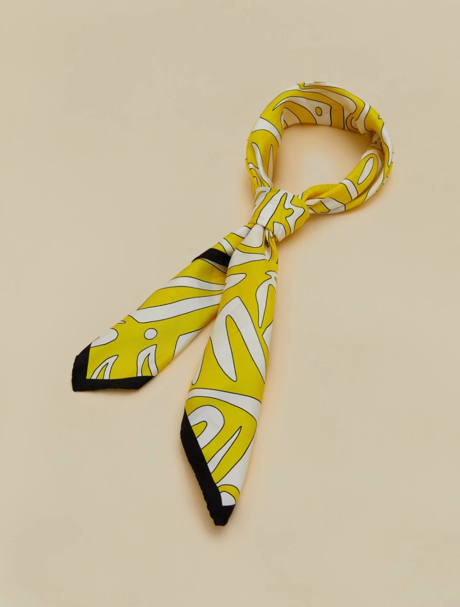 "Marina Rinaldi Women's Yellow Silk Twill Foulard Scarf"