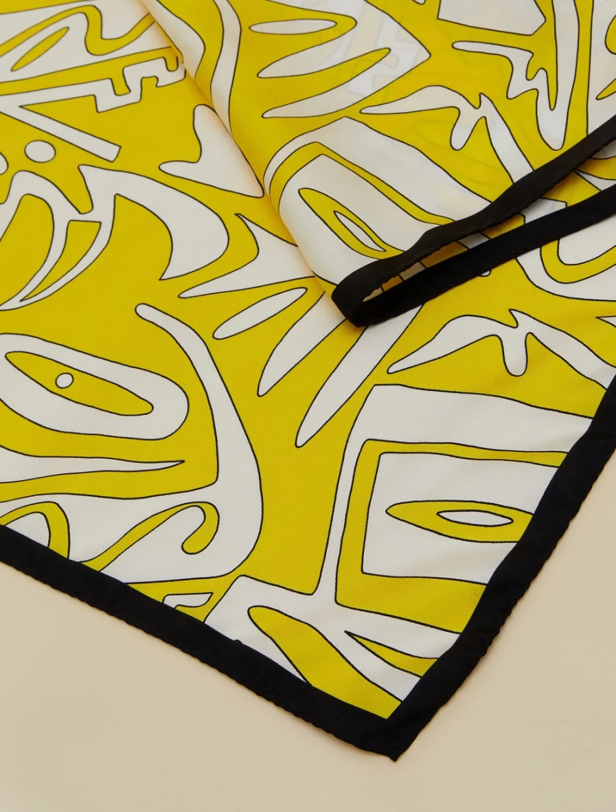 "Marina Rinaldi Women's Yellow Silk Twill Foulard Scarf"