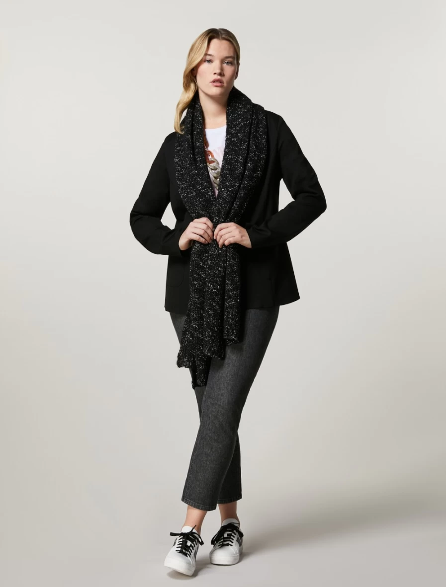 Marina Rinaldi Women's Black Wool Cordonnet Stole - Elegant Winter Shawl