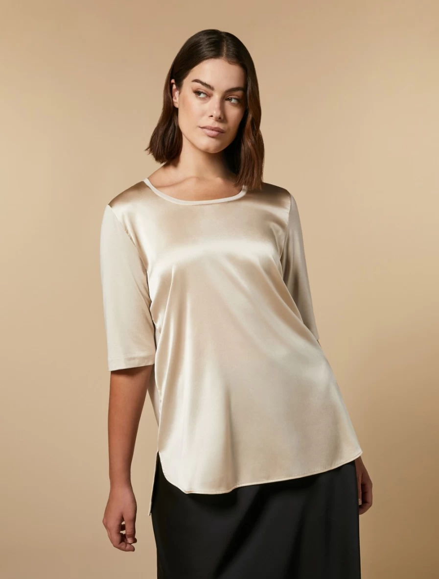 "Marina Rinaldi Women's White Silk & Jersey Blend T-Shirt"