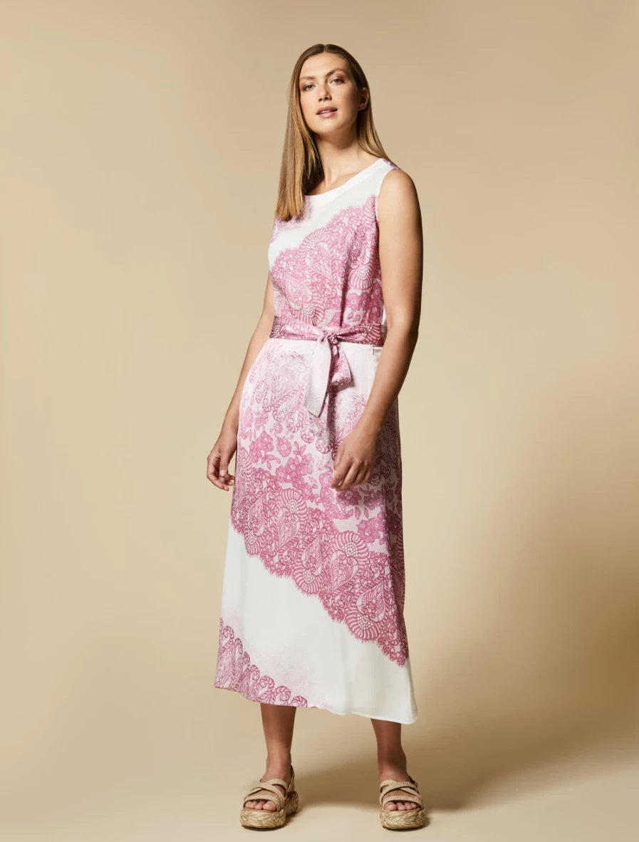 "Marina Rinaldi Women's Pink Printed Satin Skirt – Elegant Floral Design"