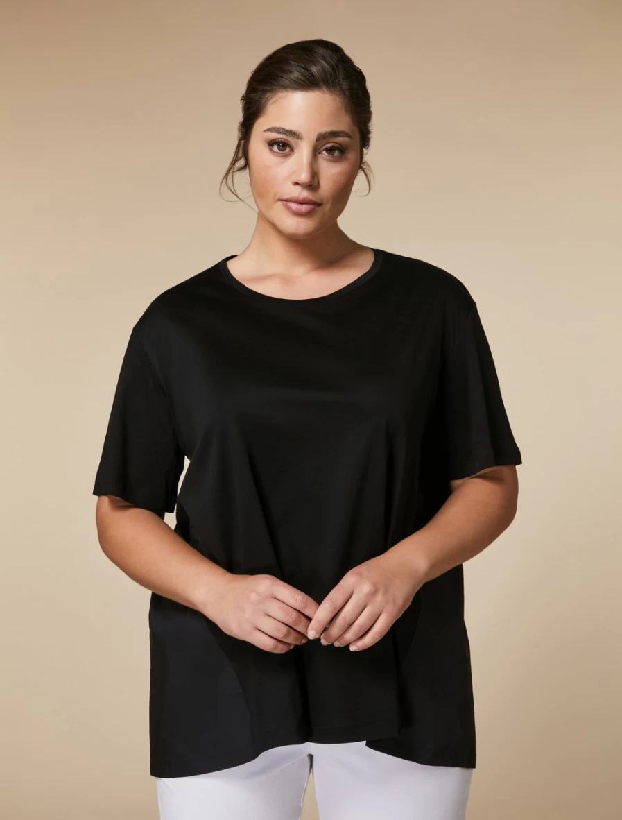 Marina Rinaldi Women's Black Jersey and Poplin T-Shirt