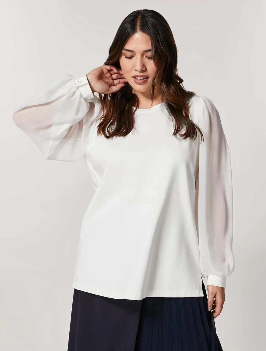 Marina Rinaldi Women's White Jersey Sweatshirt - Soft Cotton Pullover Top