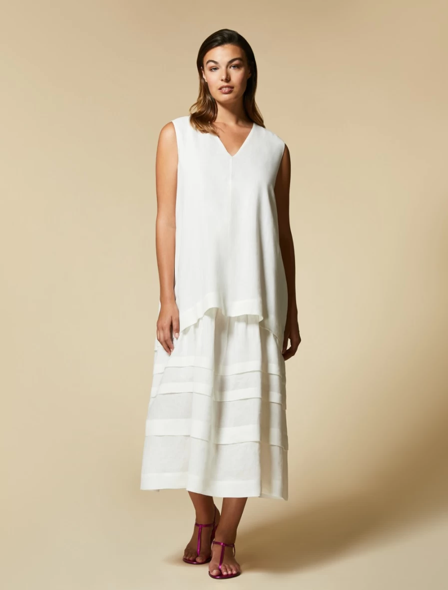 Marina Rinaldi Women's White Linen Dress - Elegant Summer Style