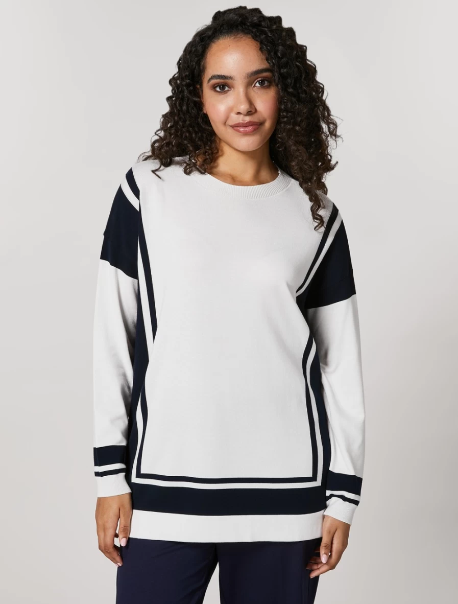 Marina Rinaldi Women's White Stretch Viscose Sweater - Soft Comfort Knit Top