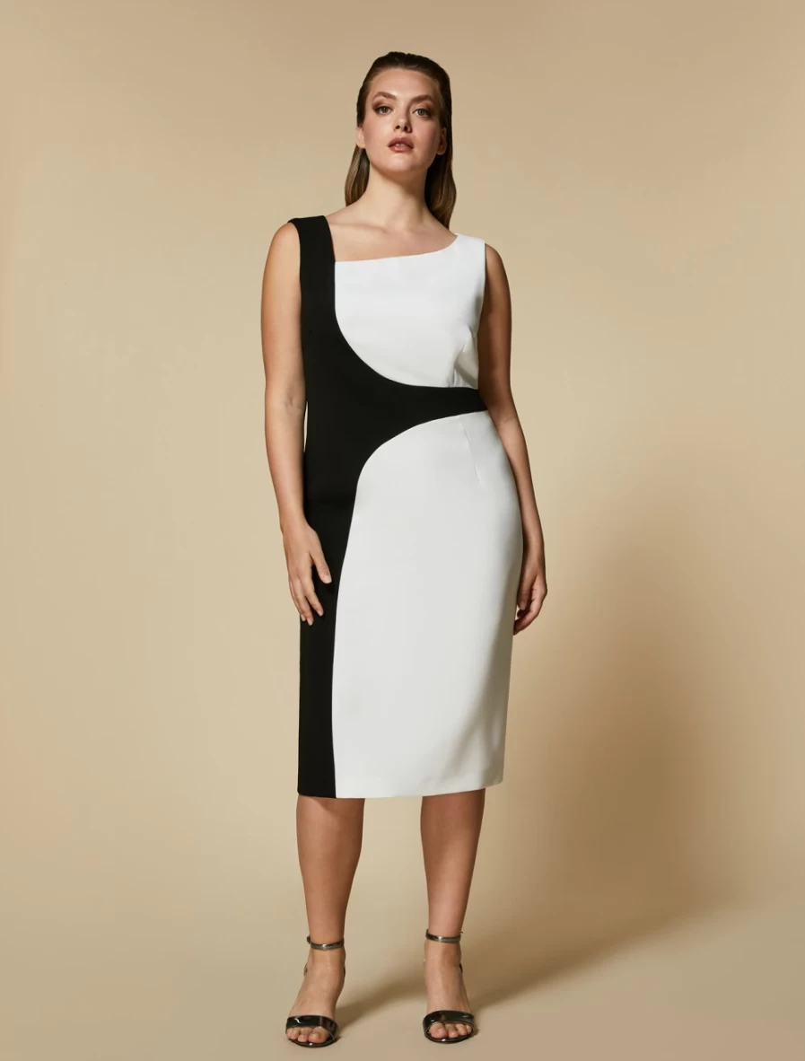 Marina Rinaldi Women's White Triacetate Sheath Dress - Elegant Slim Fit Formal Gown