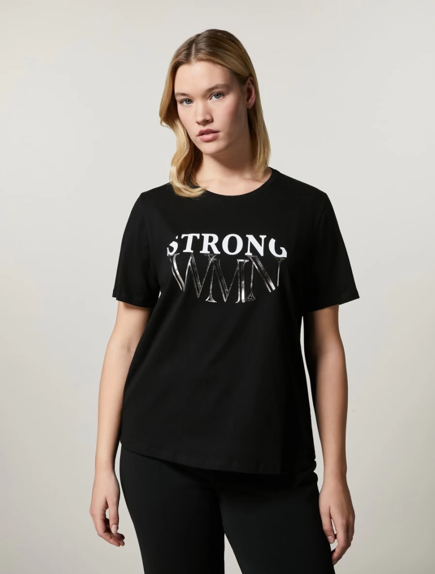 "Marina Rinaldi Women's White Cotton Jersey T-Shirt"