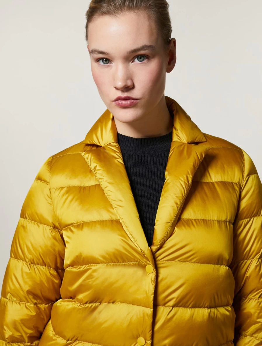 "Marina Rinaldi Women's Mustard Down-Padded Blazer | Warm Quilted Jacket"