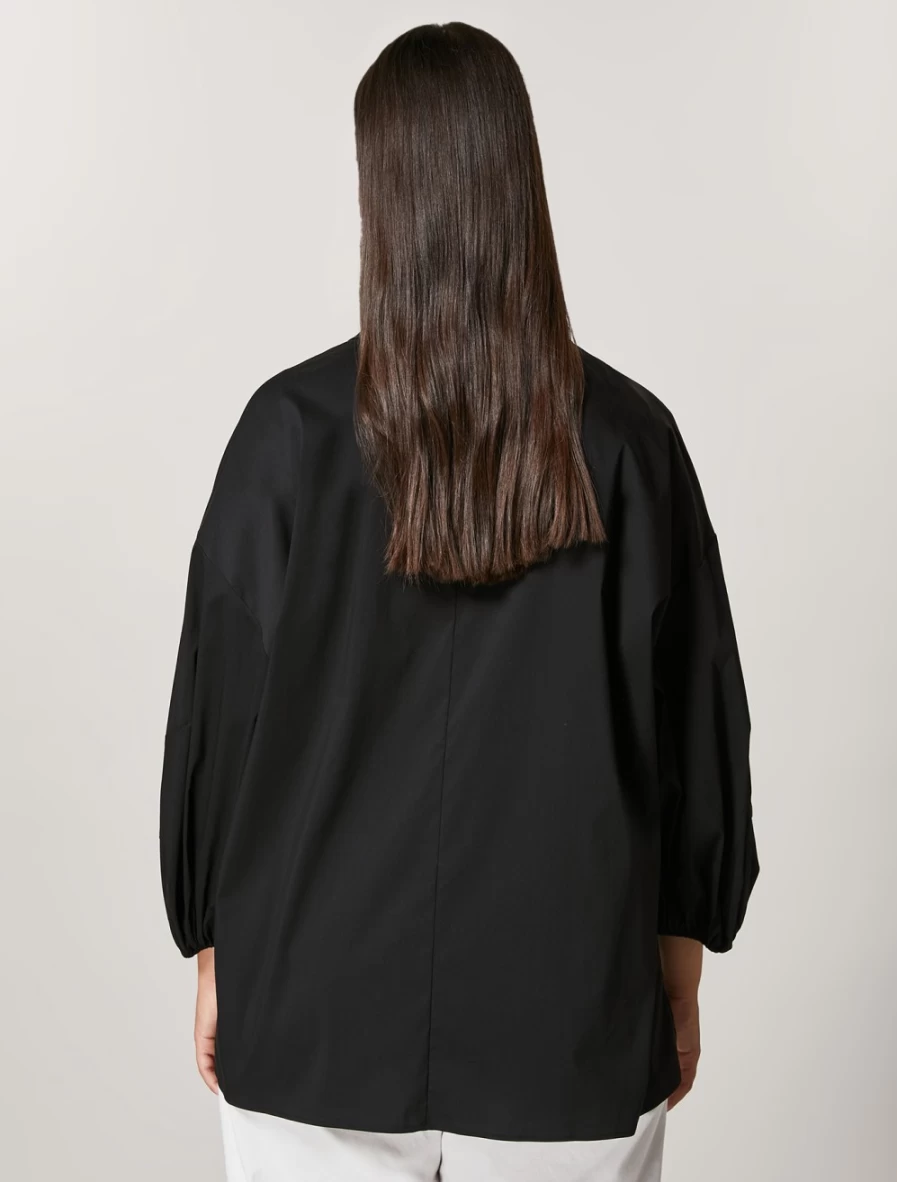"Marina Rinaldi Women's Black Stretch Cotton & Nylon Tunic Top"