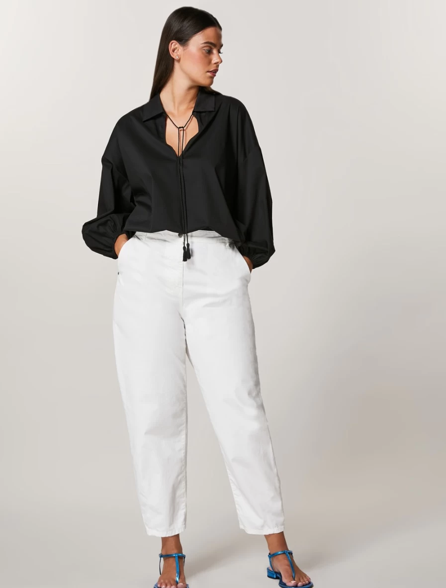"Marina Rinaldi Women's Black Stretch Cotton & Nylon Tunic Top"