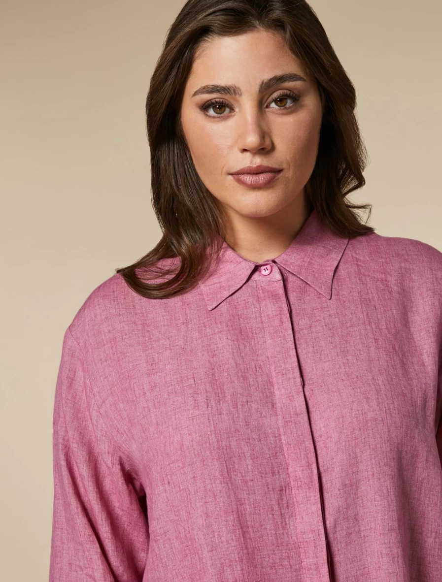 "Marina Rinaldi Women's Pink Lightweight Linen Shirt – Breathable & Comfortable"