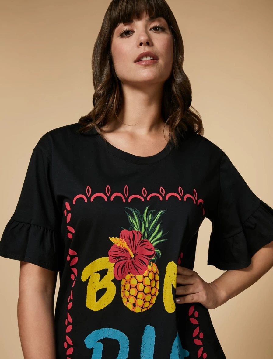 "Marina Rinaldi Women's Black Jersey T-Shirt – Premium Comfort Fit Top"