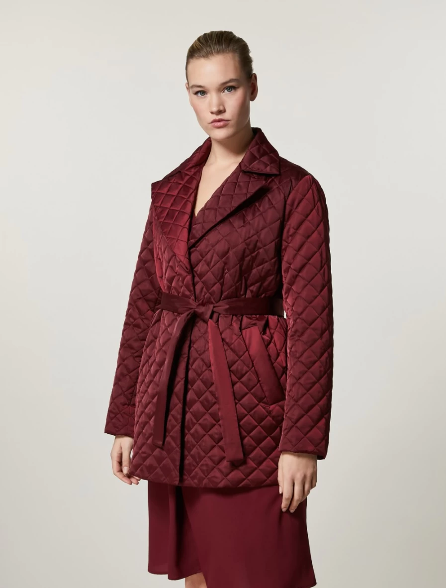 Marina Rinaldi Women's Bordeaux Water-Repellent Satin Heavy Jacket – Technical Outerwear for Style & Protection