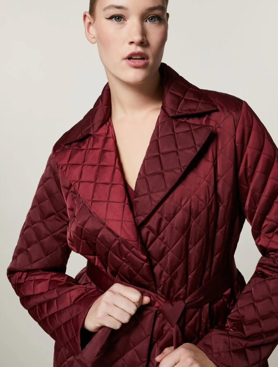 Marina Rinaldi Women's Bordeaux Water-Repellent Satin Heavy Jacket – Technical Outerwear for Style & Protection