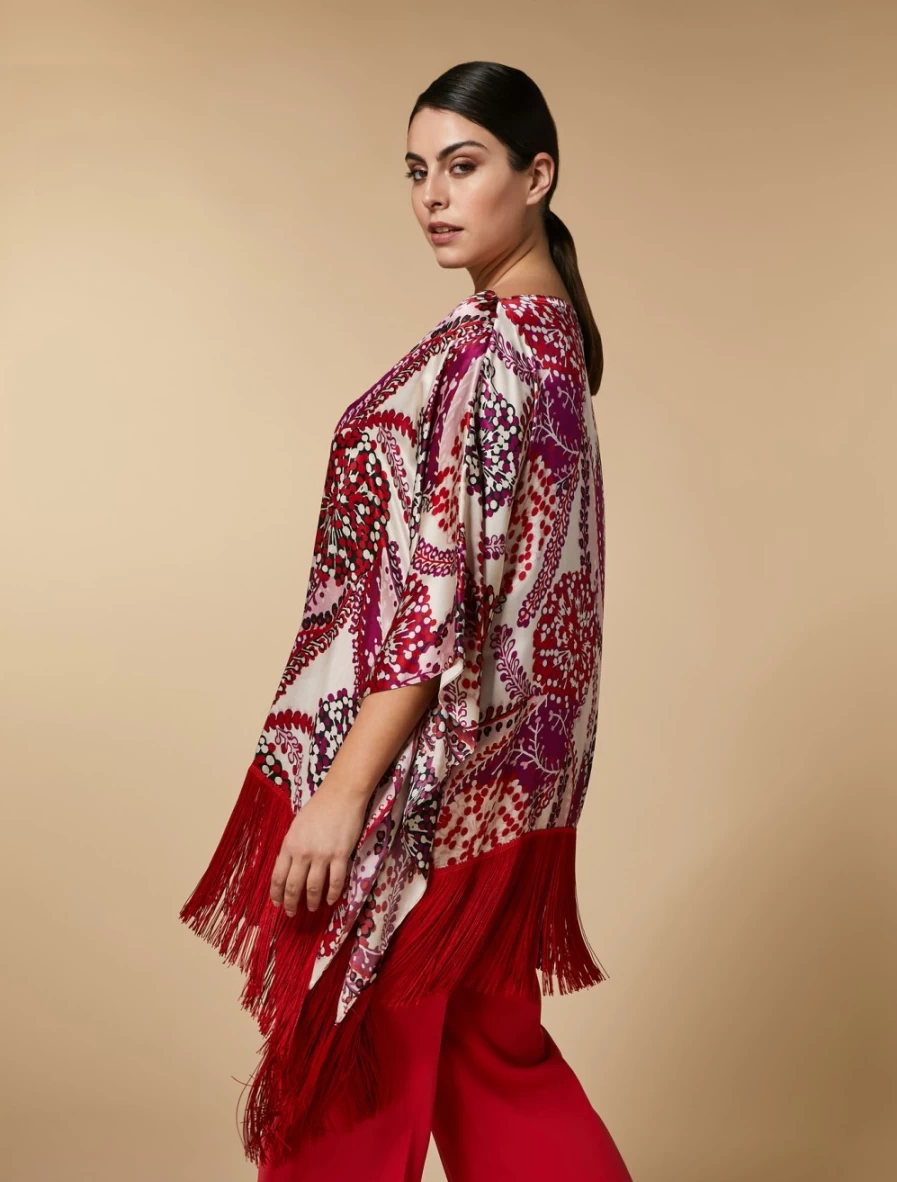 Marina Rinaldi Women's Beige Silk Satin Poncho - Elegant Luxury Wrap