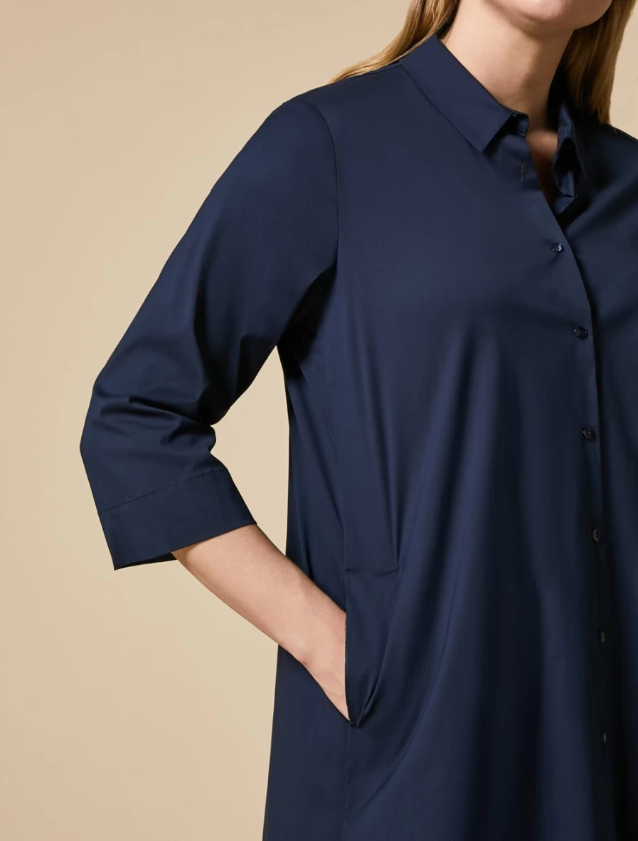 "Marina Rinaldi Women's Dark Navy Stretch Poplin Shirt – Comfortable & Stylish"