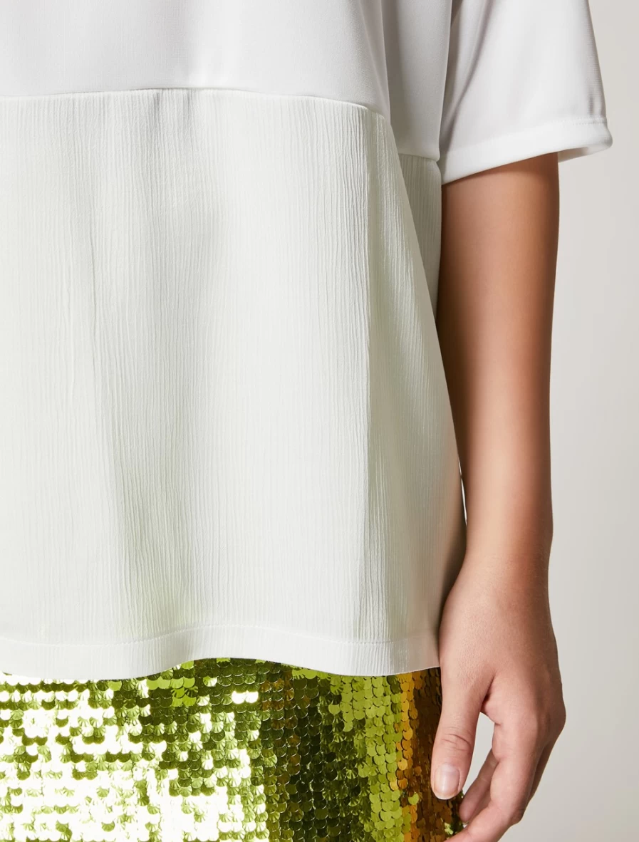 "Marina Rinaldi Women's White Cotton Interlock Jersey T-Shirt"