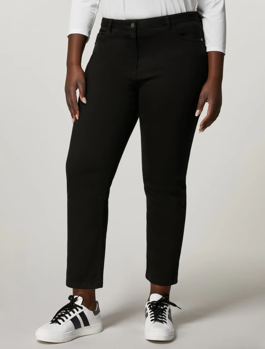 "Marina Rinaldi Women's Black Stretch Cotton Trousers"