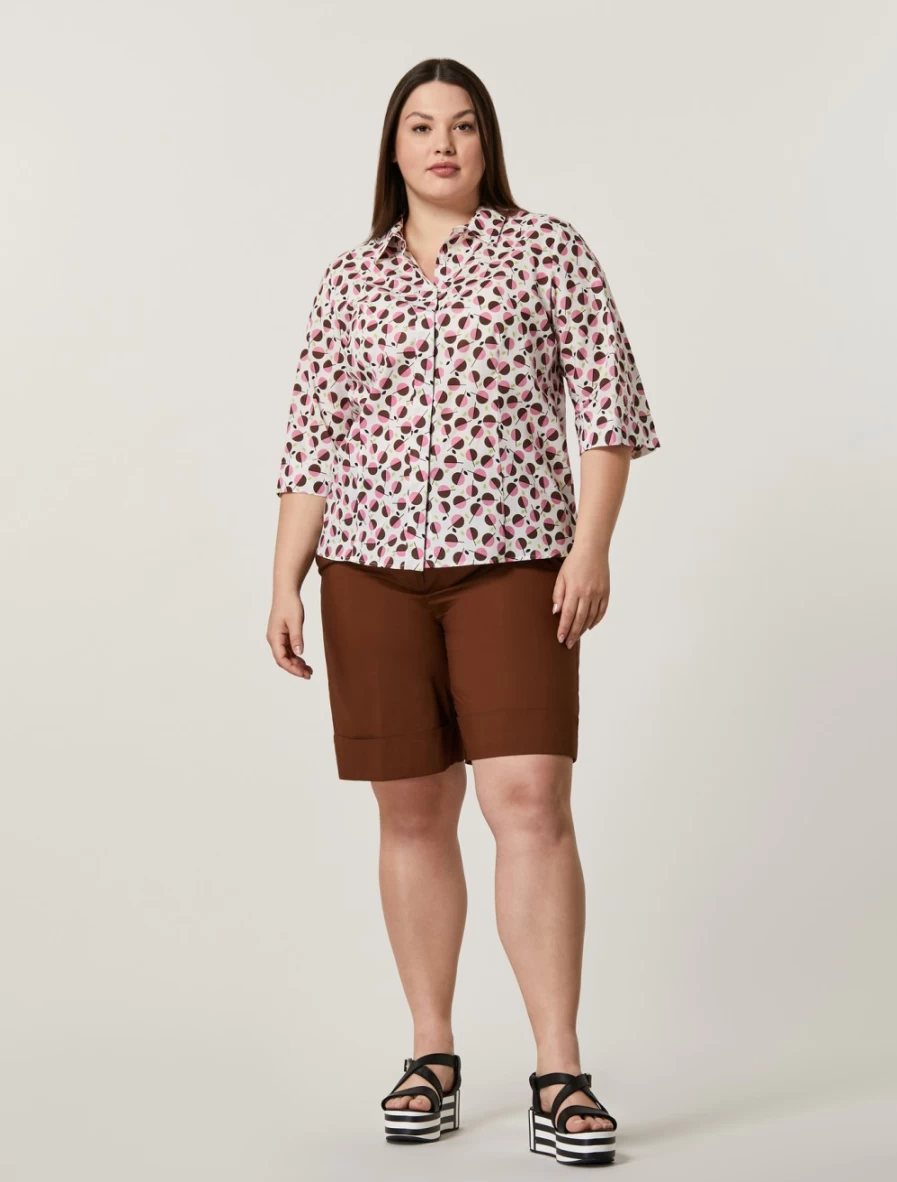 Marina Rinaldi Women's Brown Cotton Poplin Bermuda Shorts