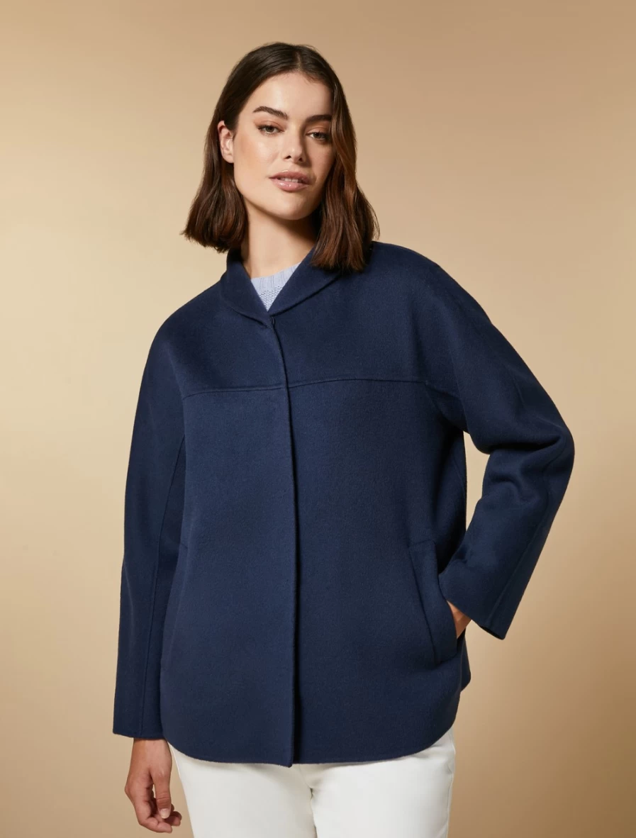 Marina Rinaldi Women's Ski Blue Double-Faced Wool Cashmere Blend Jacket