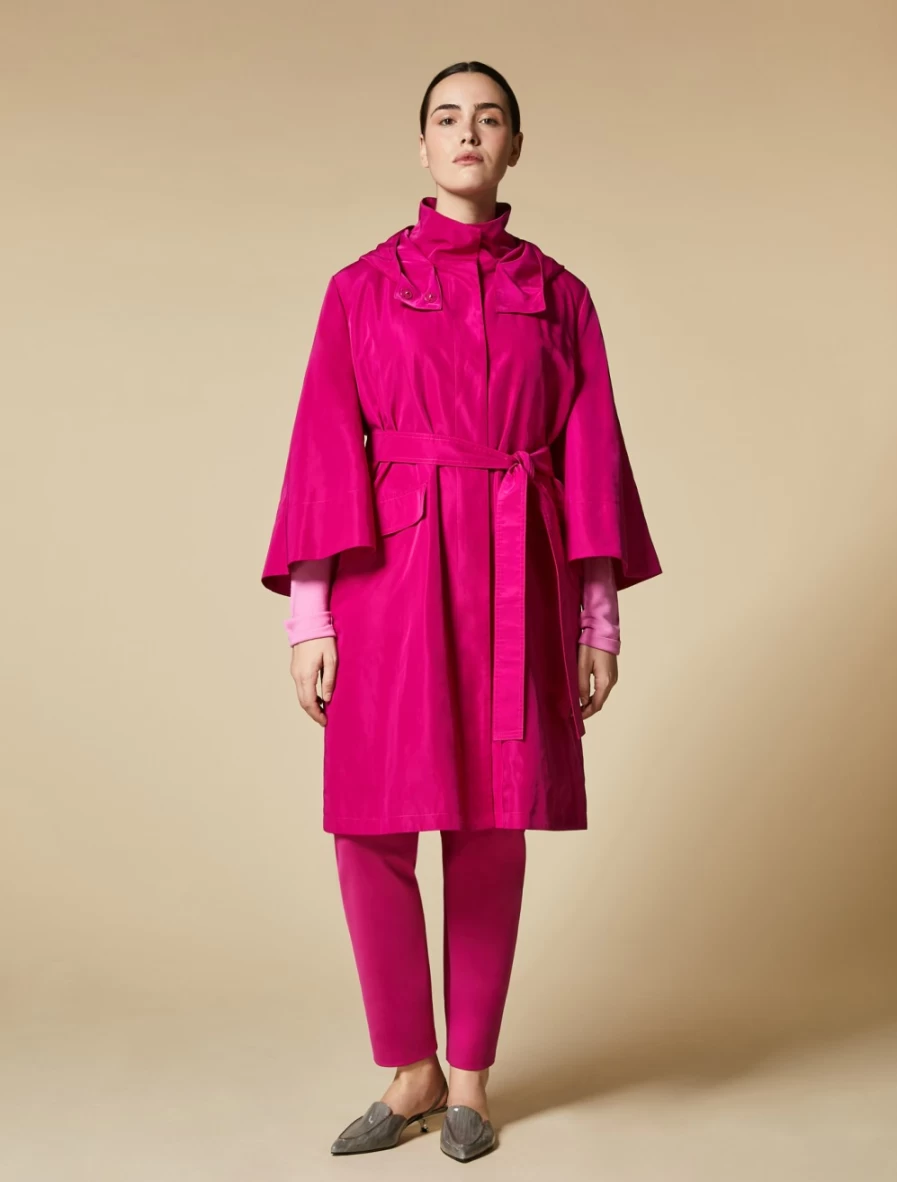 Marina Rinaldi Women's Fuchsia Water-Repellent Faille Raincoat for Stylish Weather Protection