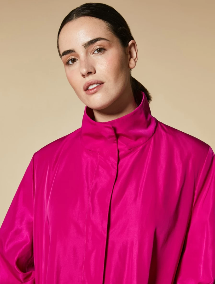 Marina Rinaldi Women's Fuchsia Water-Repellent Faille Raincoat for Stylish Weather Protection
