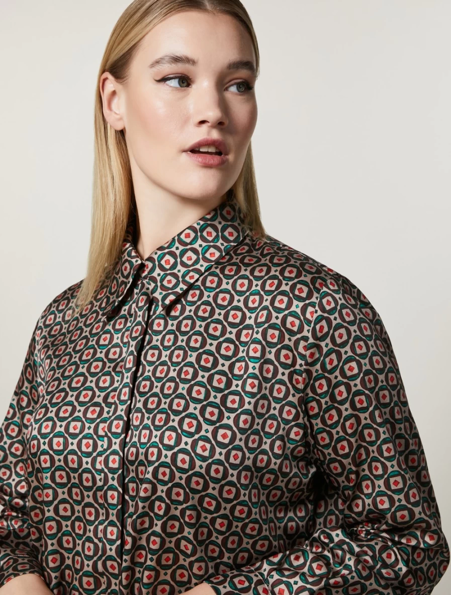 Marina Rinaldi Women's Camel Printed Twill Tunic Top